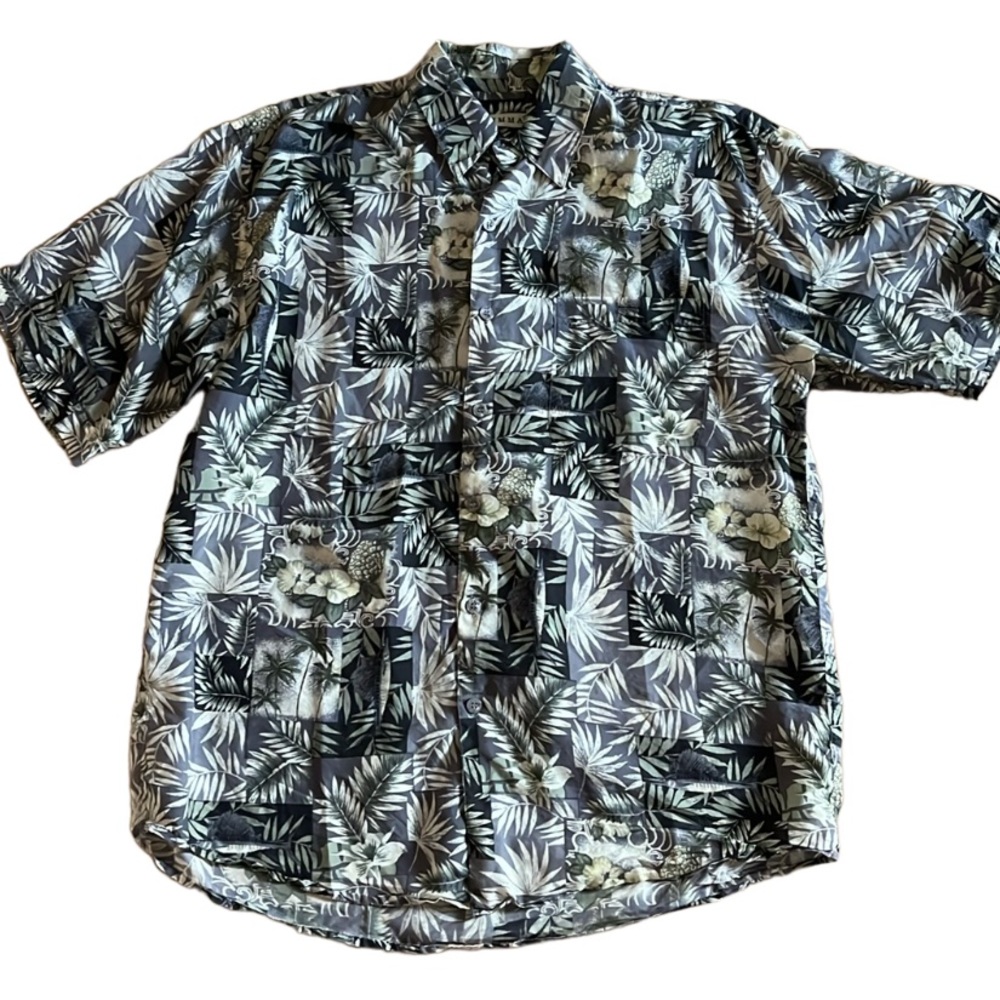 SUMMA MENS MULTICOLORED SHORT SLEEVED HAWAIIAN SHIRT SILK NYLON BLEND SZ MEDIUM